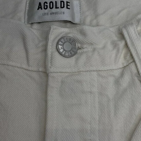 NEW AGOLDE Women’s Parker Straight Denim Jeans Fortune Cookie White Size 27